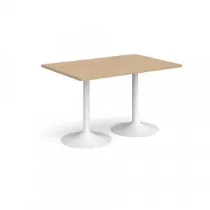 Genoa rectangular dining table with white trumpet base 1200mm x 800mm – Kendal oak