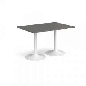 Genoa rectangular dining table with white trumpet base 1200mm x 800mm – Onyx Grey
