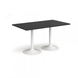 Genoa rectangular dining table with white trumpet base 1400mm x 800mm – Black