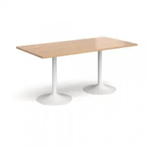 Genoa rectangular dining table with white trumpet base 1600mm x 800mm – beech