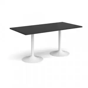 Genoa rectangular dining table with white trumpet base 1600mm x 800mm – Black