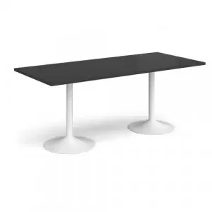 Genoa rectangular dining table with white trumpet base 1800mm x 800mm – Black