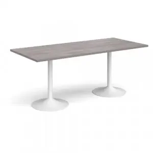 Genoa rectangular dining table with white trumpet base 1800mm x 800mm – grey oak