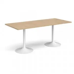 Genoa rectangular dining table with white trumpet base 1800mm x 800mm – Kendal oak