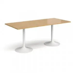 Genoa rectangular dining table with white trumpet base 1800mm x 800mm – oak