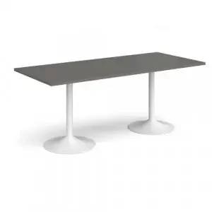 Genoa rectangular dining table with white trumpet base 1800mm x 800mm – Onyx Grey