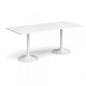 Genoa rectangular dining table with white trumpet base 1800mm x 800mm – white