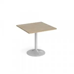 Genoa square dining table with silver trumpet base 800mm – Barcelona walnut