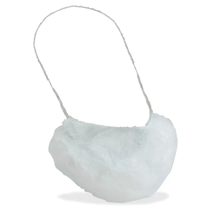 Genuine Joe Beard Cap, White, Pack of 100
