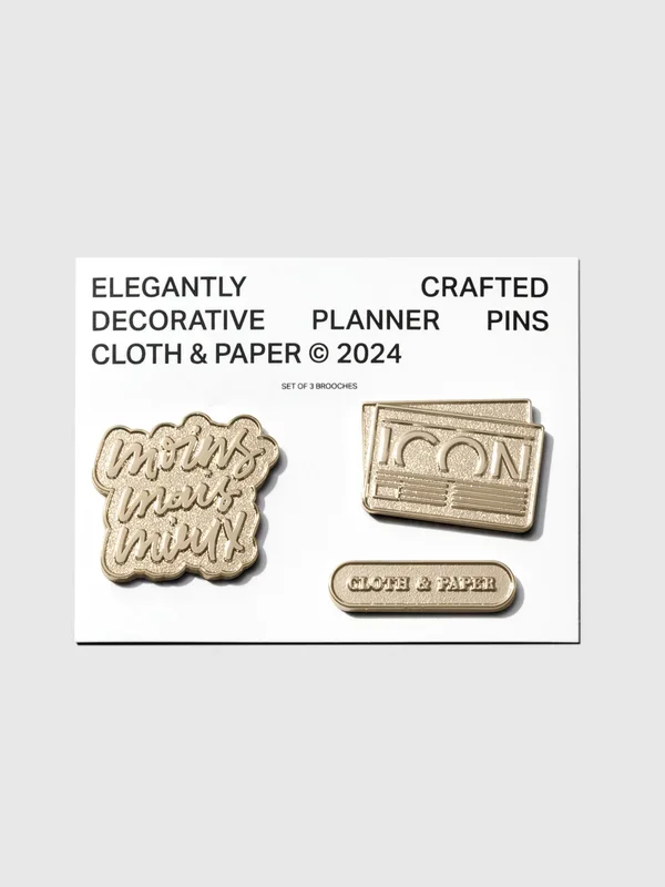 Gold Planner Brooch Set