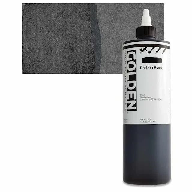 Golden High Flow Acrylics – Carbon Black, 16 oz bottle