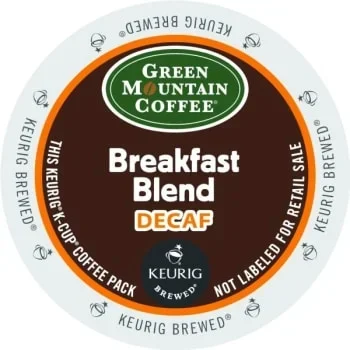 Green Mountain Coffee Breakfast Blend Decaffeinated K-Cup Coffee Pack Case Of 96