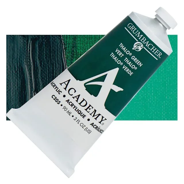 Grumbacher Academy Acrylic – Thalo Green (Blue Shade), 90 ml tube
