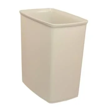 Hapco Essential 10qt Rectangular Wastebasket,plastic Bumpers,beige,case Of 12