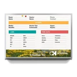 Healthcare Magnetic Custom Printed Whiteboard, 4′ x 6′, Wall Mounted, Marker Tray