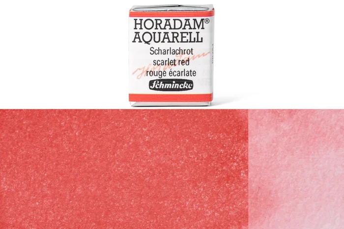 Horadam Watercolor Half Pan, #363 Scarlet Red