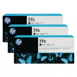 HP 771C (775ml) Matte Black Ink Cartridges (3-Pack) for Designjet Z6200 1067mm/Z6200 1524mm Photo Printers