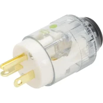Hubbell® Python Dead Male Plug, 125 Vac, 20 A, 2 Poles, 3 Wires, Clear