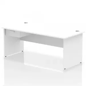 Impulse 1800 x 800mm Straight Office Desk White Top Panel End Leg Workstation 1 x 1 Drawer Fixed Pedestal