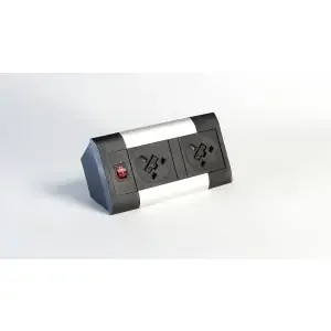 Impulse Desktop Module 2 x UK Sockets 1 x Neon Switch 1 x 500mm Lead to 3 Pole Connector