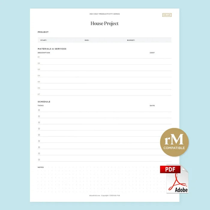 Ink+Volt House Project Digital Worksheet