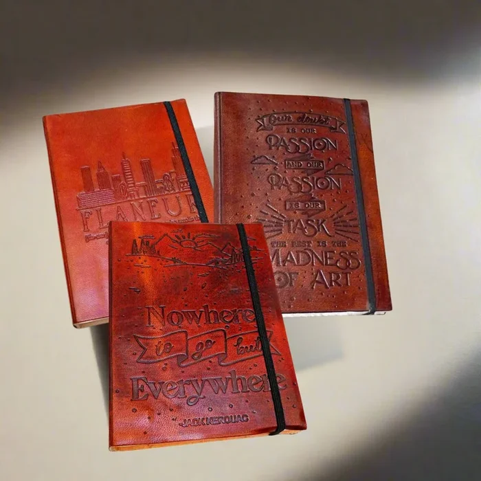 *Inspirational Quote Leather Journals – Elastic Band Style