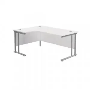 Jemini Radial Left Hand Cantilever Desk 1800x1200x730mm White/Silver KF807797