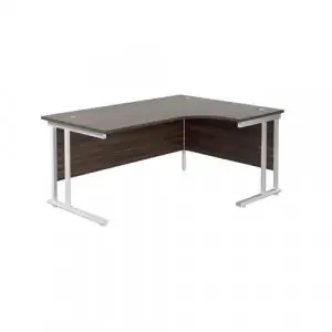 Jemini Radial Right Hand Cantilever Desk 1600x1200x730mm Dark Walnut/White KF807759