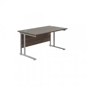 Jemini Rectangular Cantilever Desk 1200x800x730mm Dark Walnut/Silver KF806851