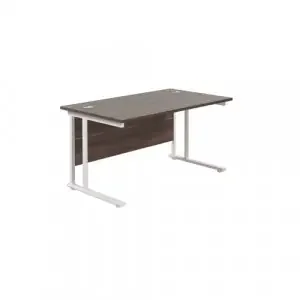 Jemini Rectangular Cantilever Desk 1200x800x730mm Dark Walnut/White KF806912