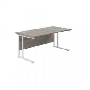 Jemini Rectangular Cantilever Desk 1800x800x730mm Grey Oak/White KF807230