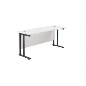 Jemini Rectangular Double Upright Cantilever Desk 1600x600mm White/Black KF820123