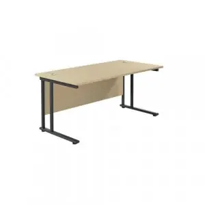 Jemini Rectangular Double Upright Cantilever Desk 1800x800x730mm Maple/Black KF820284