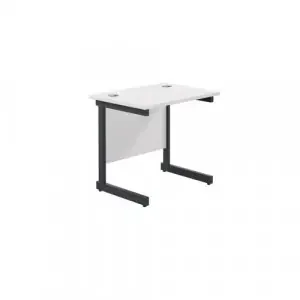 Jemini Rectangular Double Upright Cantilever Desk 800x600x730mm White/Black KF819530