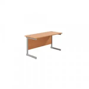 Jemini Single Rectangular Desk 1400x600x730mm Beech/Silver KF800524