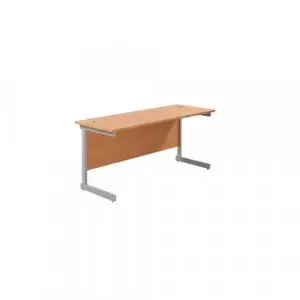Jemini Single Rectangular Desk 1600x600x730mm Beech/Silver KF800648