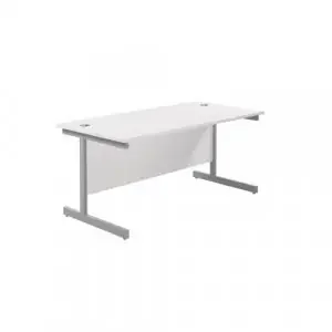 Jemini Single Rectangular Desk 1600x800x730mm White/Silver KF801279