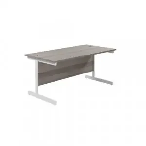 Jemini Single Upright Rectangular Desk 1600x800x730mm Grey Oak/White KF823278