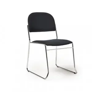 Jive stacking chair with chrome frame in black fabric