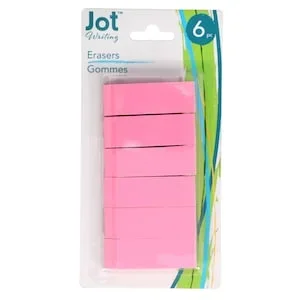 Jot Pink Beveled Erasers, 6-ct. Packs