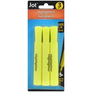 Jot Yellow Chisel-Point Highlighters, 3-ct. Packs