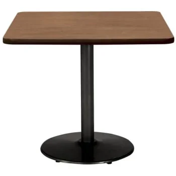 Kfi 36″ Square Pedestal Table With River Cherry Top, Round Black Base