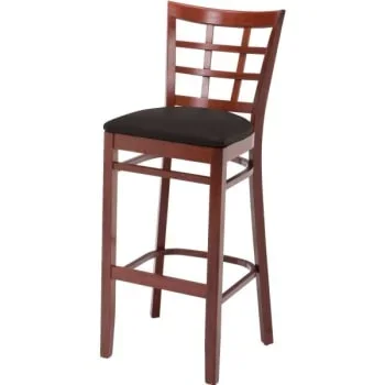 Kfi Mahogany Vinyl Seat Barstool