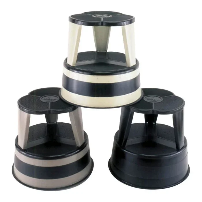 Kik Step Step Stool with Caster, 14-Inch Seat, Steel, Black