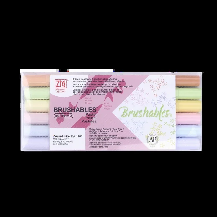 Kuretake ZIG Brushables Brush Pen – 6 Color Pastel Set