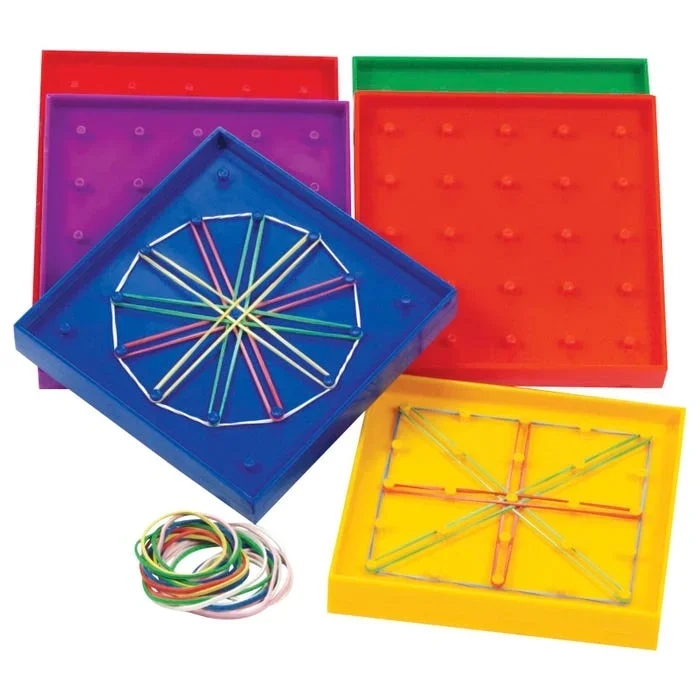 Learning Resources Double-Sided Assorted Geoboards, 5 Inches, Set of 6