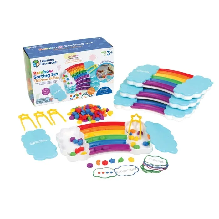 Learning Resources Rainbow Sorting Trays Classroom Edition Set, 144 Pieces