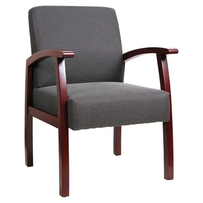 Lorell Deluxe Guest Chair, 24 x 25 x 35-1/2 Inches, Charcoal/Mahogany