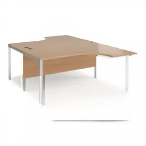 Maestro 25 back to back ergonomic desks 1600mm deep – silver bench leg frame, beech top