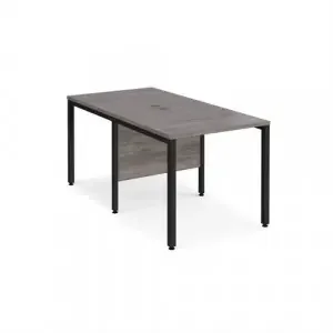 Maestro 25 back to back straight desks 800mm x 1600mm – black bench leg frame, grey oak top